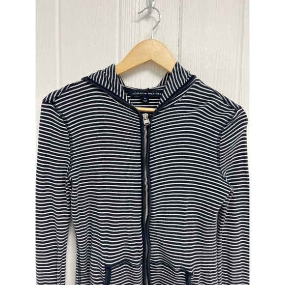 Tommy HilfigerJunior Long Sleeve Full Zip Hooded Striped Sweatshirt Size M - Picture 10 of 11